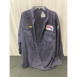 LAPCO FR Mens 2XL Navy Blue Flame Resistant Work Shirt MPLX Patch NFPA 2112 CAT2